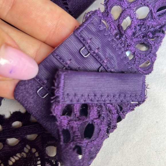 DK PURPLE LACE HALTER STRETCH BRALETTE 1X 2X 3X new lightweight plus - Picture 8 of 11